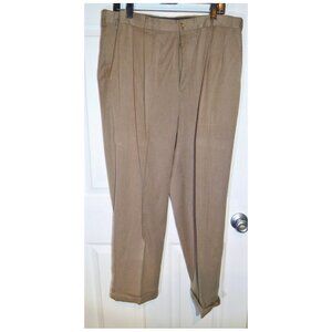 Van Heusen Men's Brown Size 36W 30L Dress Pants Slacks Stretch Waistband Cuffed